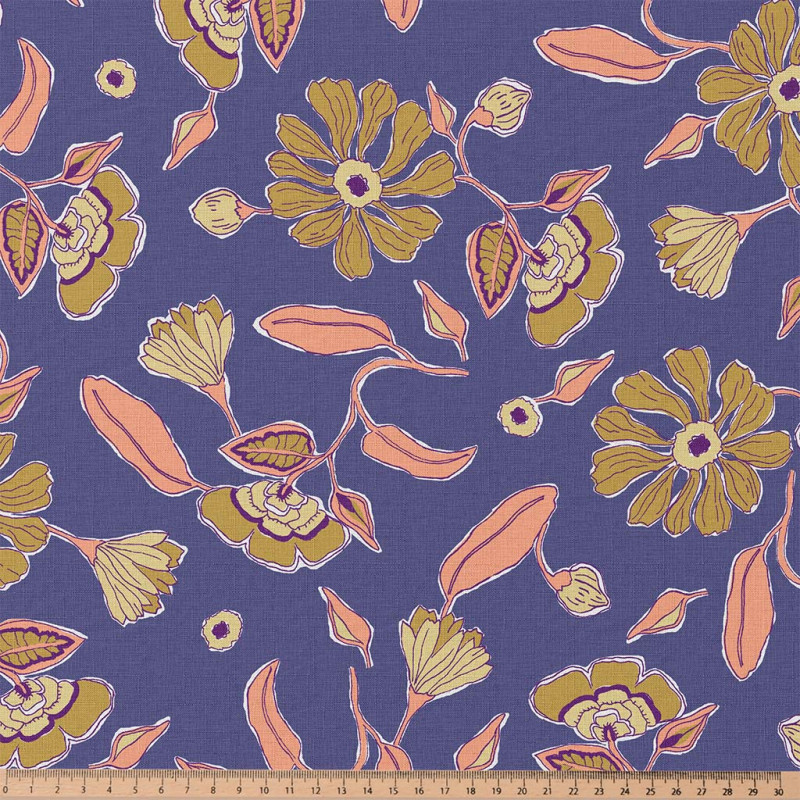 Printed Cotton POOJA Blue / Pink